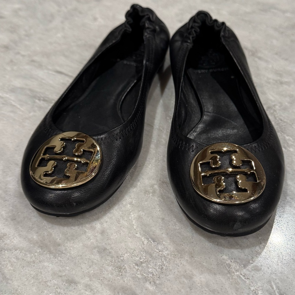 Tory Burch Black Ballet Flats barely worn